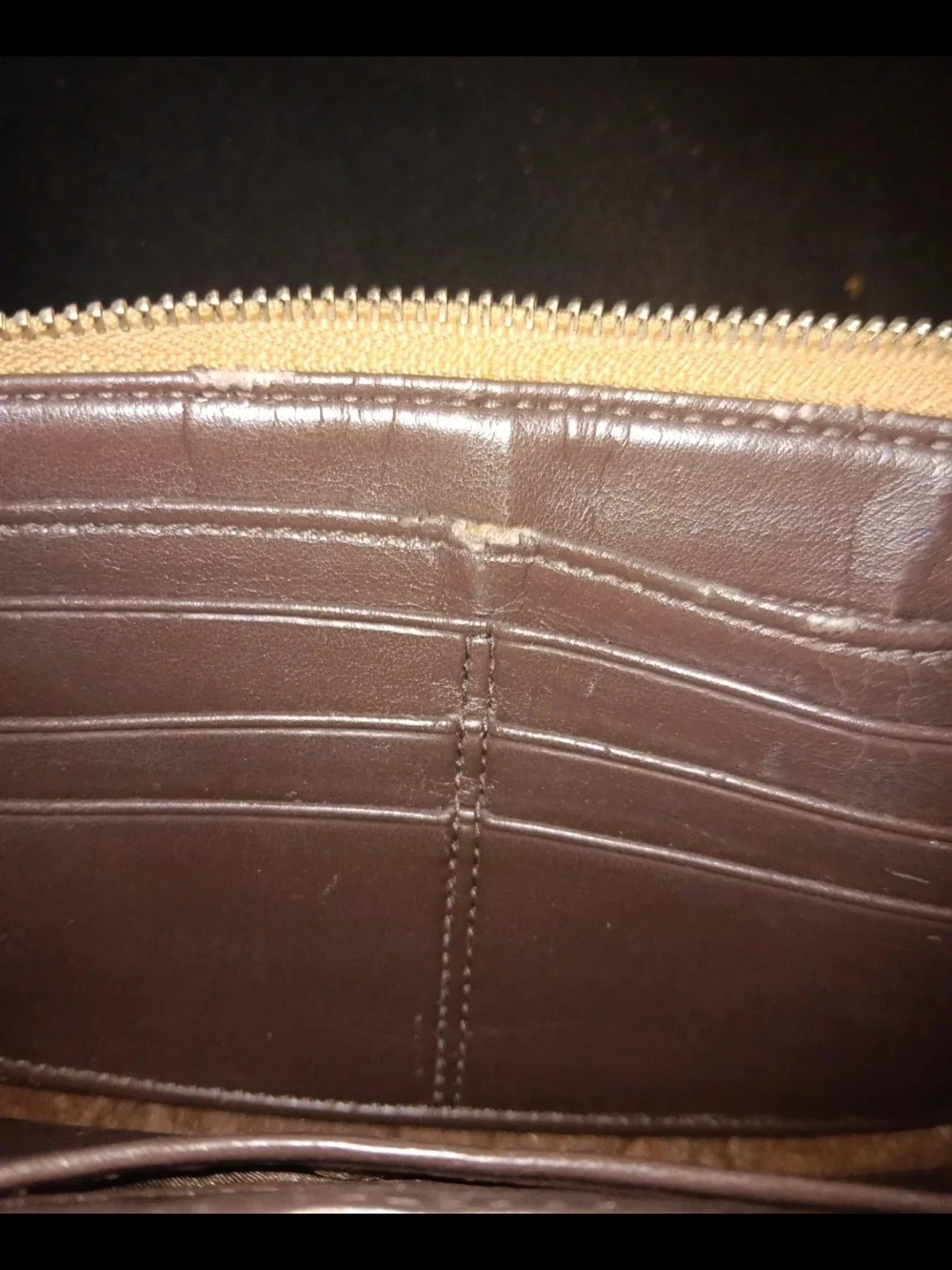 Coach Tan Signature Canvas Wristlet with Brown Leather Trim